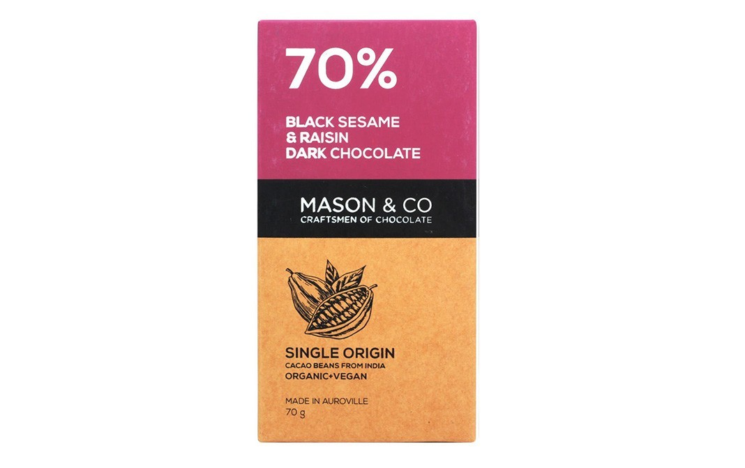Mason & Co 70% Black Sesame & Raisin Dark Chocolate   Box  70 grams